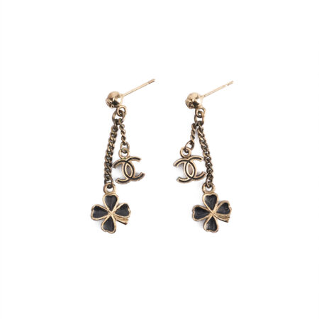 Chanel CC Clover Drop Earrings